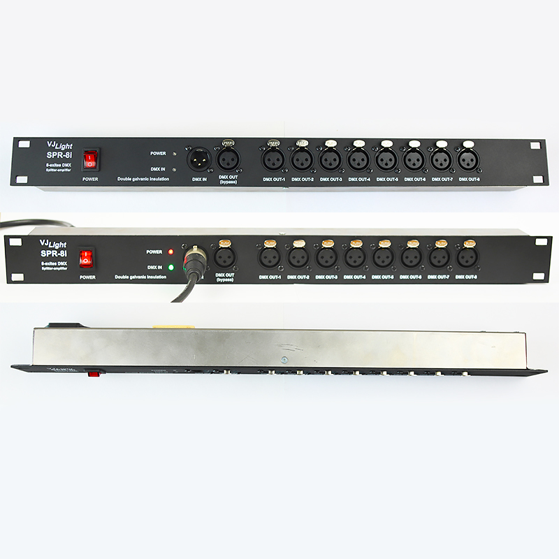 DMX сплиттеры в RACK стойку с двойной гальванической развязкой и индикаторами.